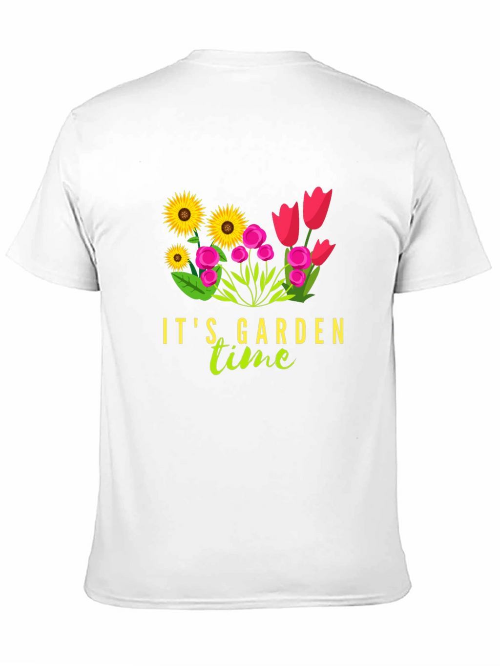 Its Garden Time Graphic Tee - Black Cotton T-Shirt