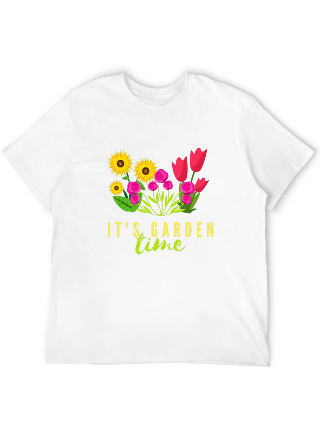 Its Garden Time Graphic Tee - Black Cotton T-Shirt