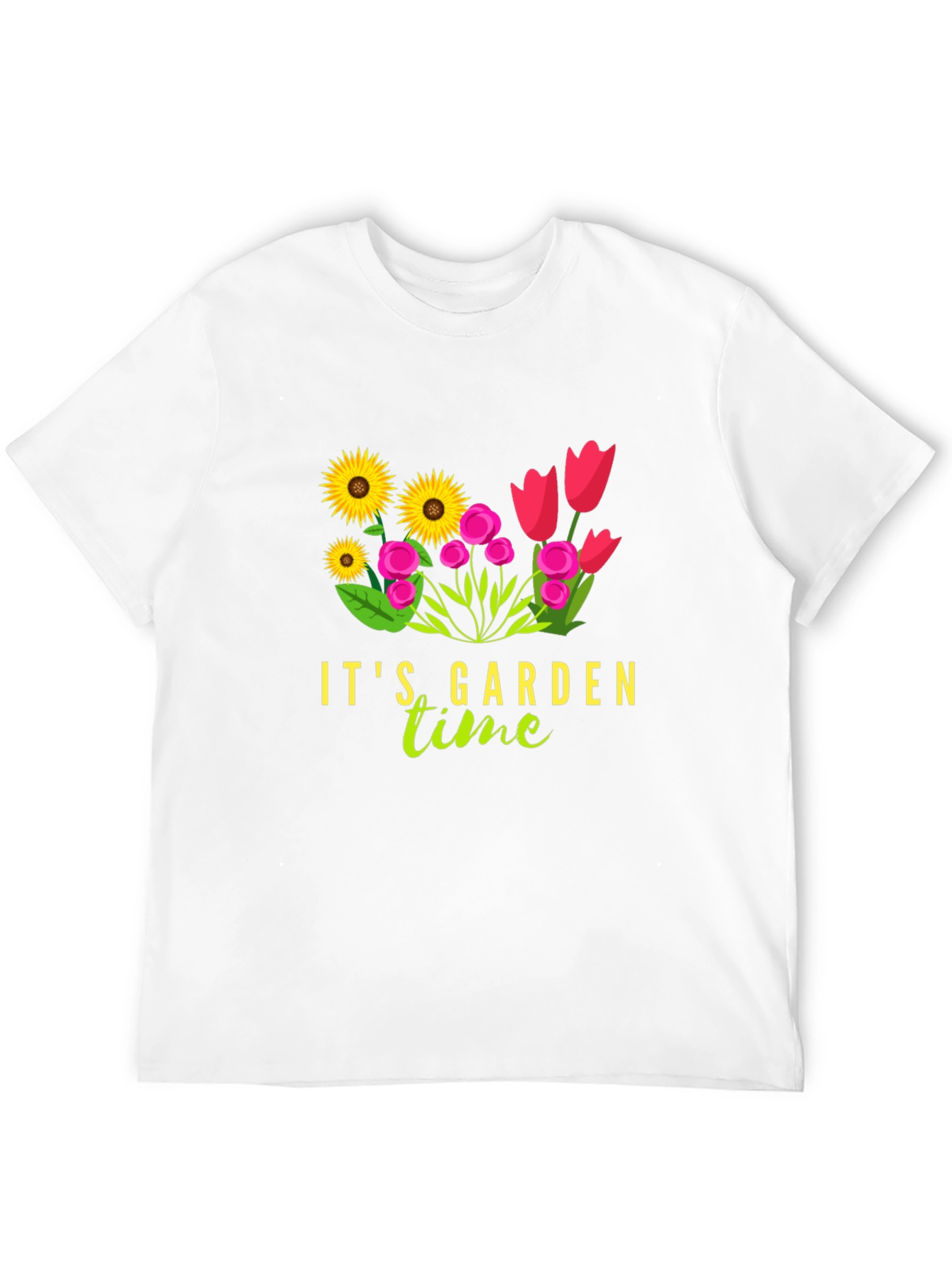 Its Garden Time Graphic Tee - Black Cotton T-Shirt