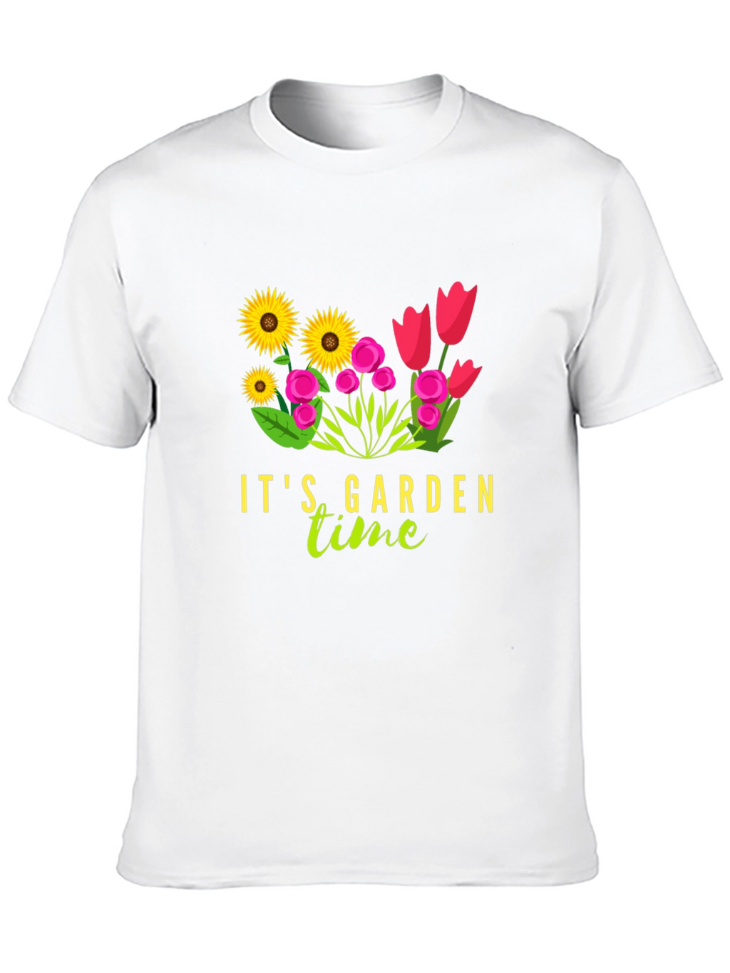 Its Garden Time Graphic Tee - Black Cotton T-Shirt