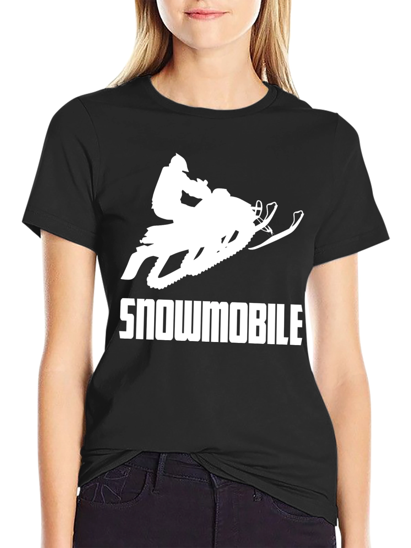 Snowmobile Black Graphic T-Shirt