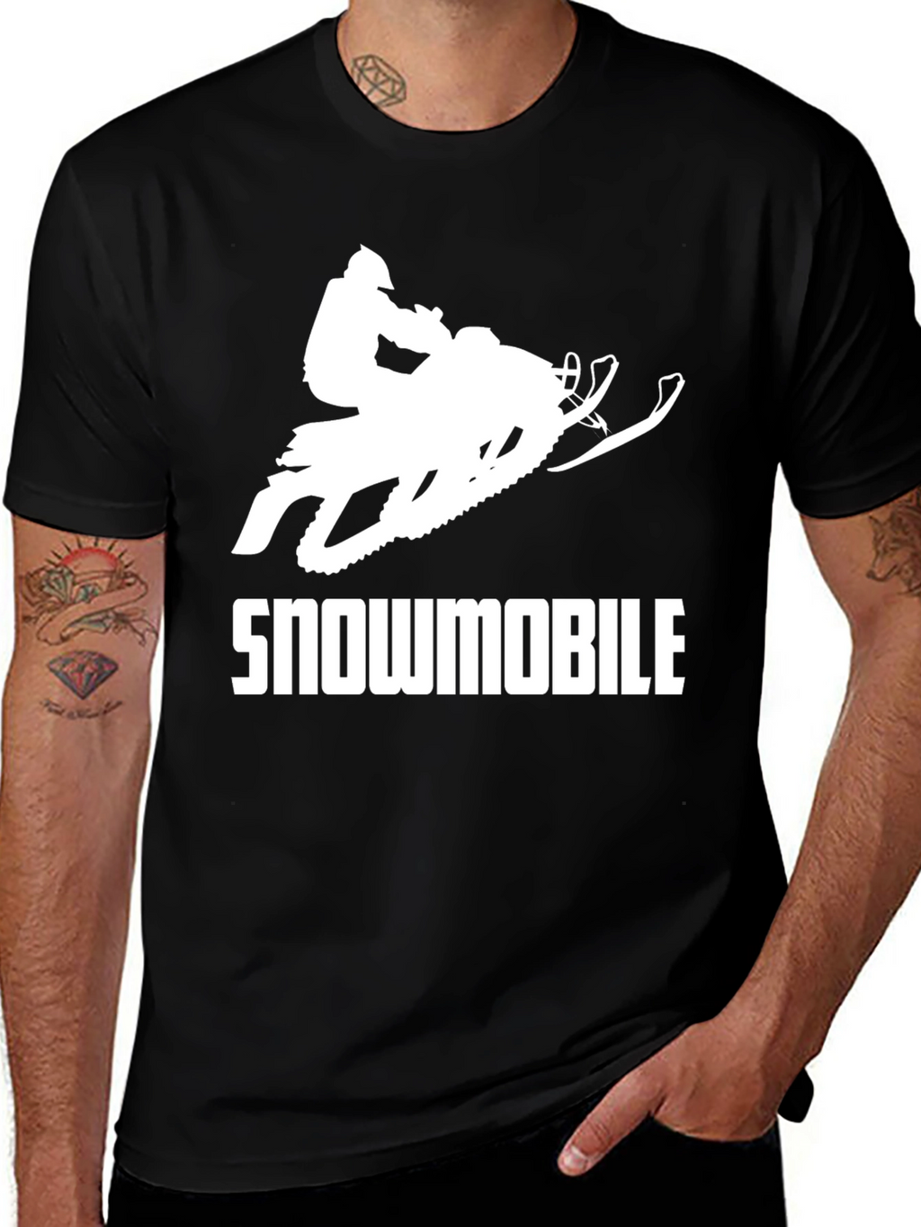 Snowmobile Black Graphic T-Shirt