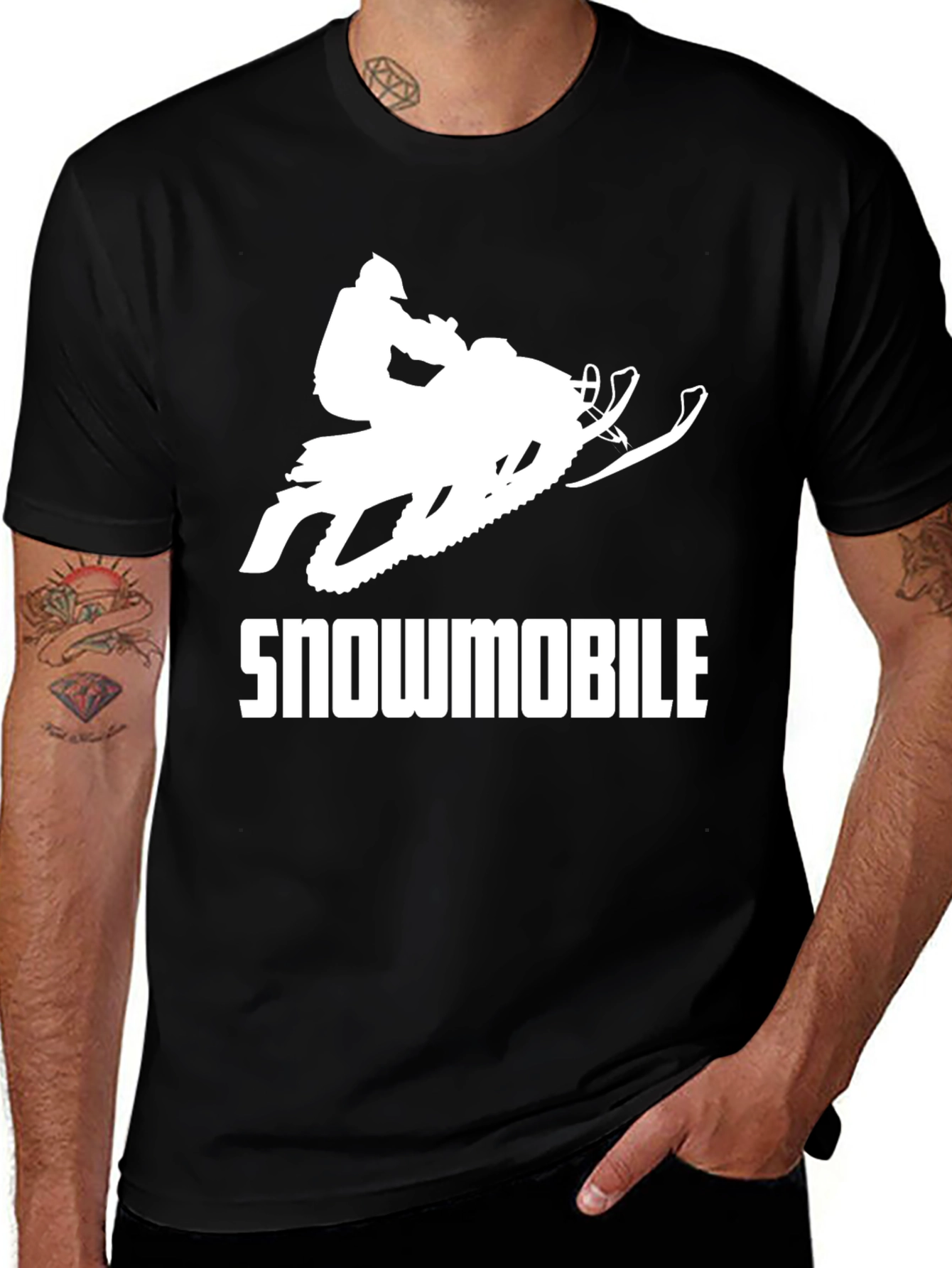 Snowmobile Black Graphic T-Shirt