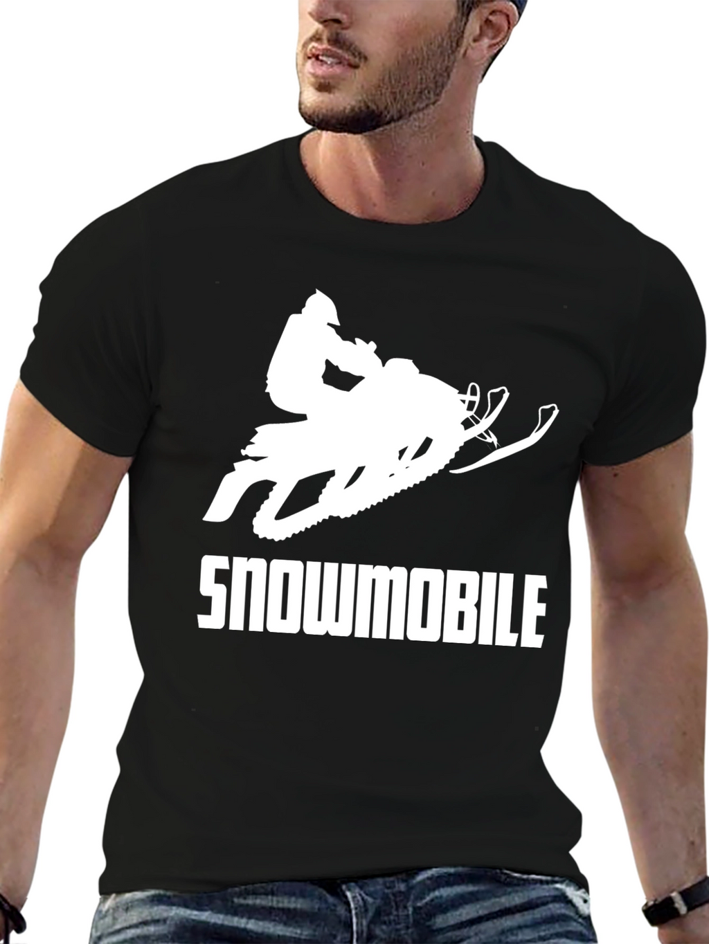 Snowmobile Black Graphic T-Shirt