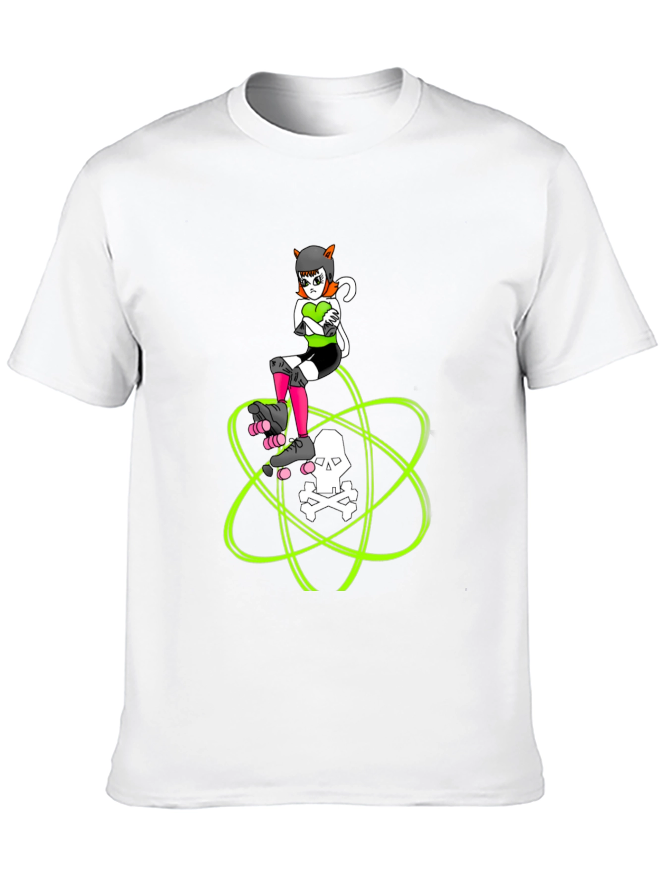Roller Derby Cat T-Shirt - Skull Atom Design