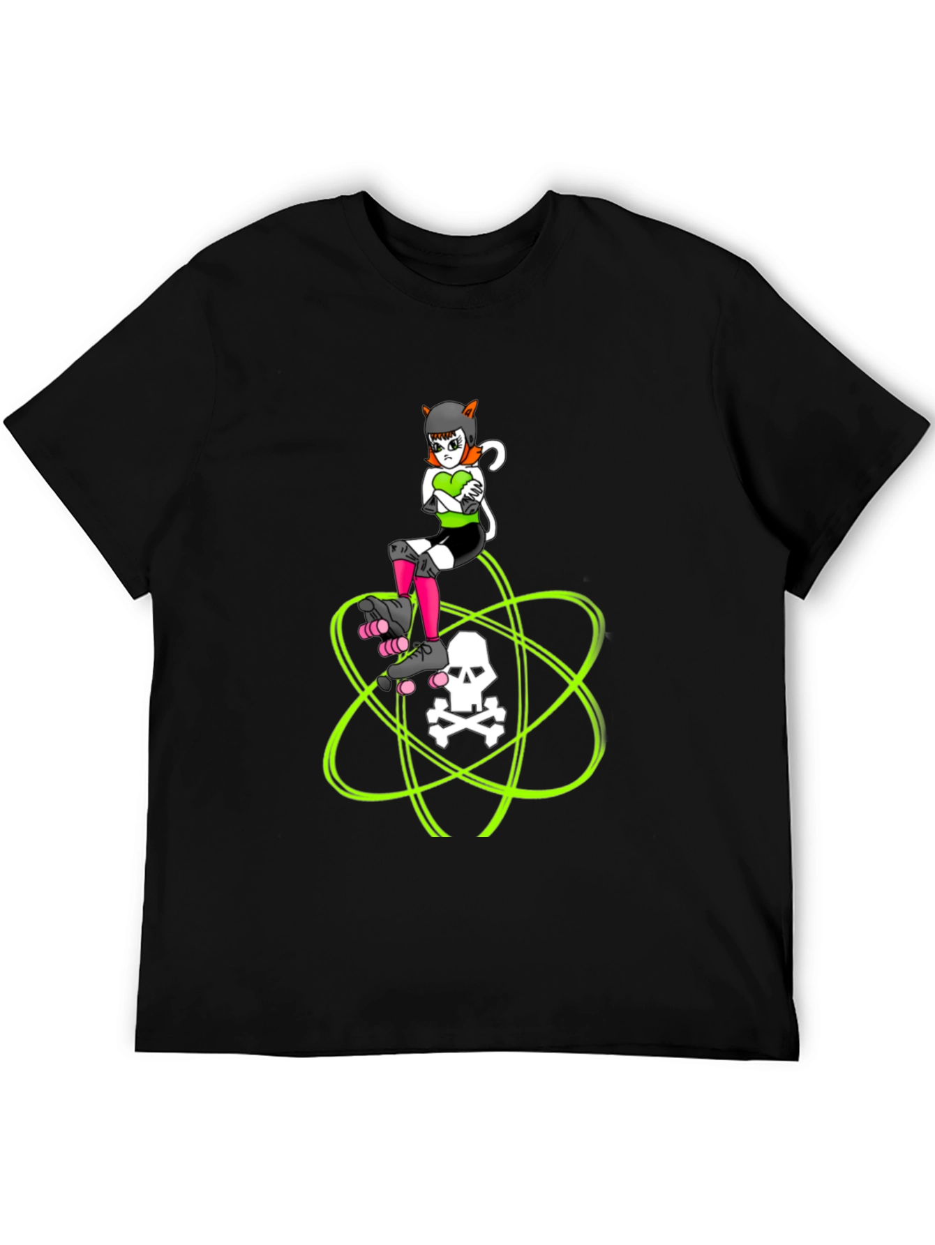 Roller Derby Cat T-Shirt - Skull Atom Design