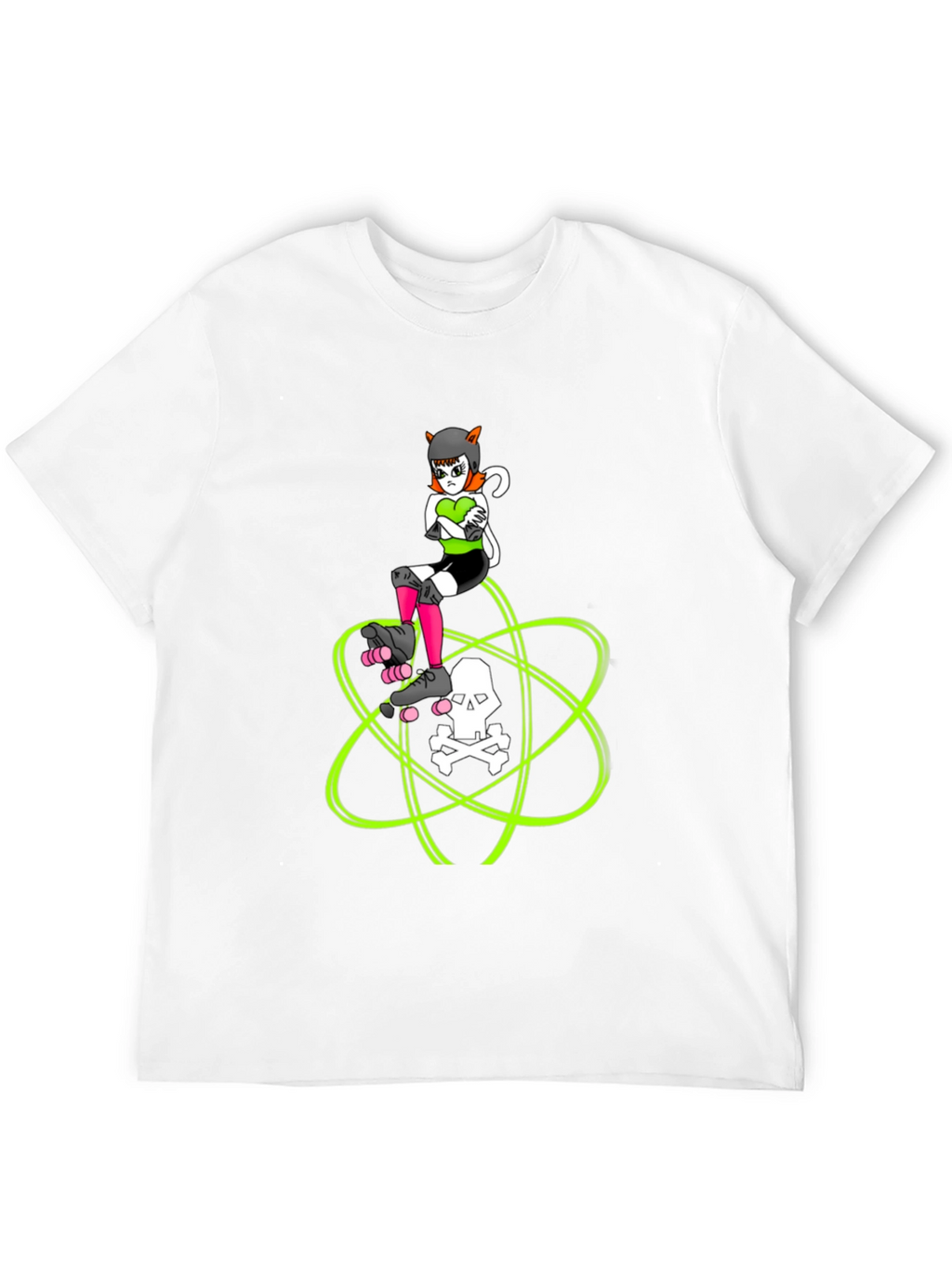 Roller Derby Cat T-Shirt - Skull Atom Design