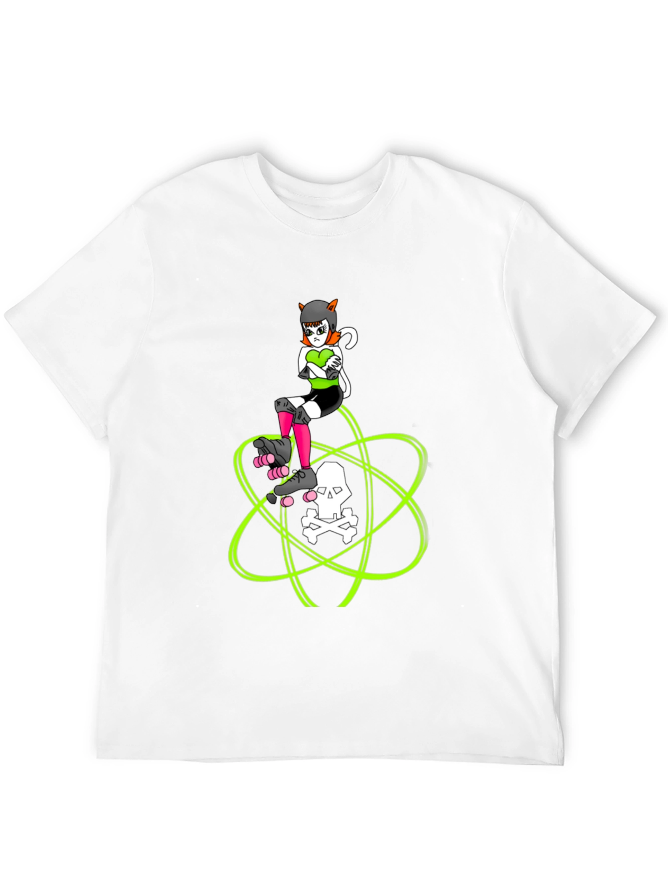 Roller Derby Cat T-Shirt - Skull Atom Design