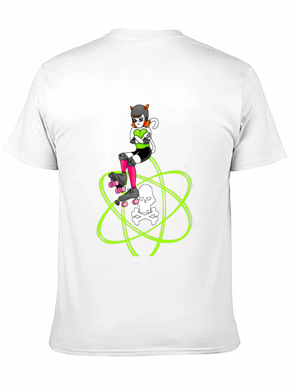 Roller Derby Cat T-Shirt - Skull Atom Design