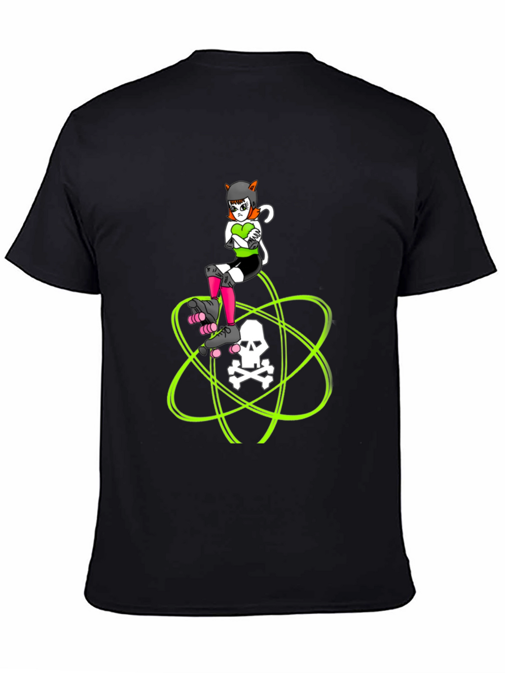 Roller Derby Cat T-Shirt - Skull Atom Design