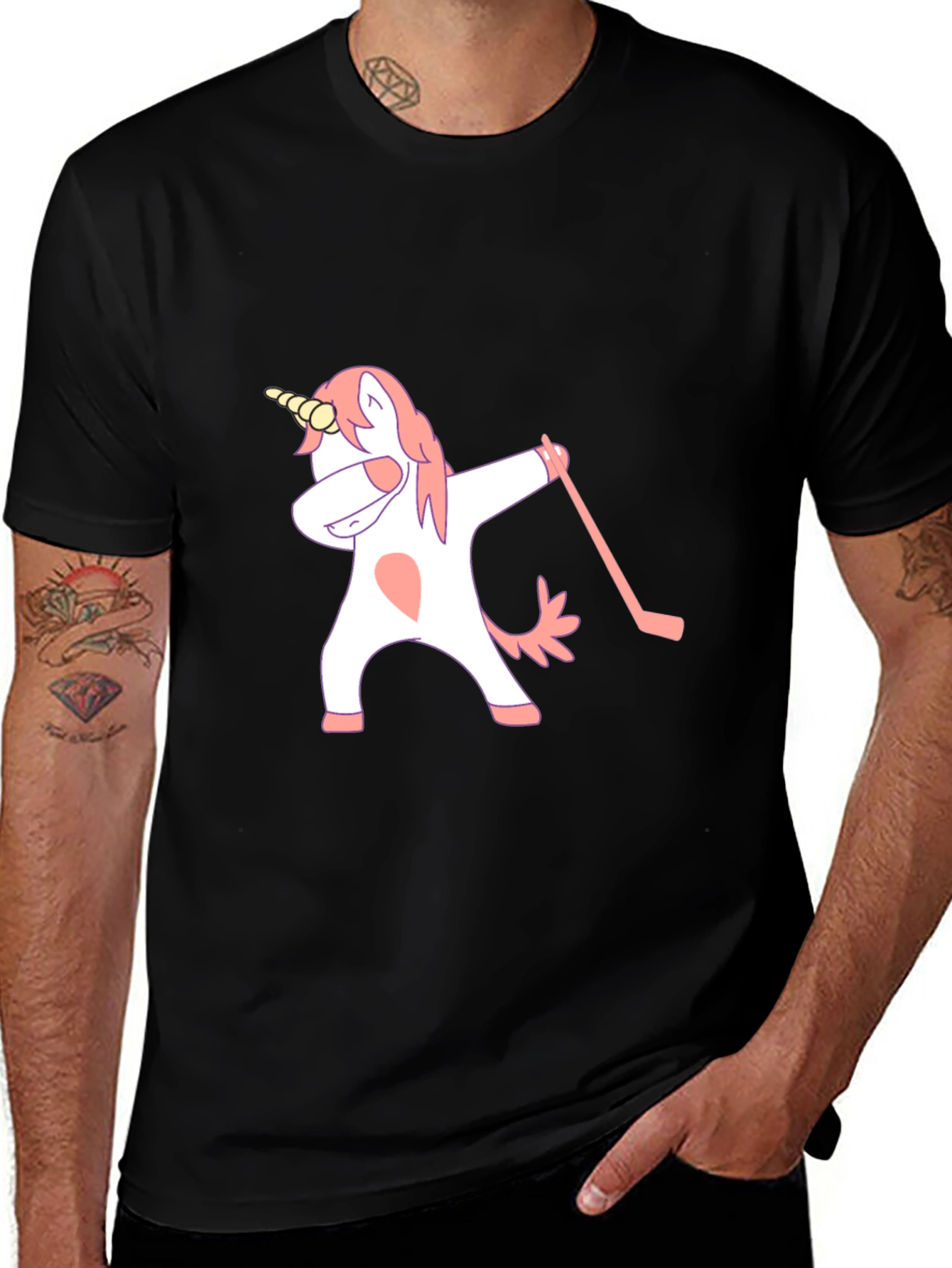 Dabbing Unicorn T-Shirt - Black Cotton Tee
