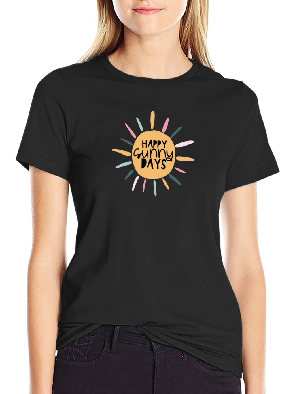 Happy Sunny Days Graphic T-Shirt - Black Cotton Tee