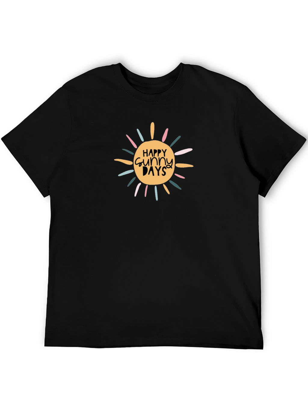 Happy Sunny Days Graphic T-Shirt - Black Cotton Tee