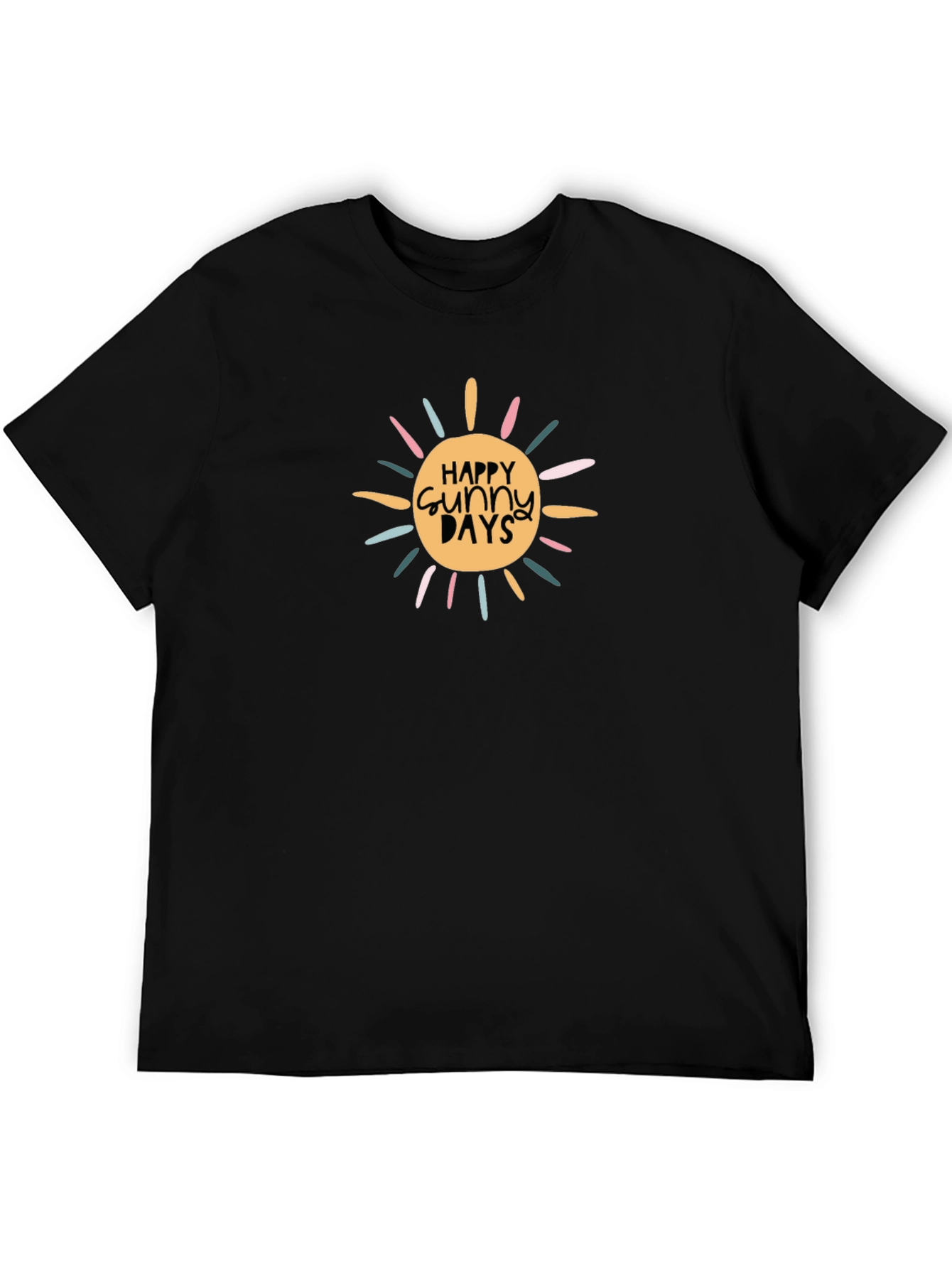 Happy Sunny Days Graphic T-Shirt - Black Cotton Tee