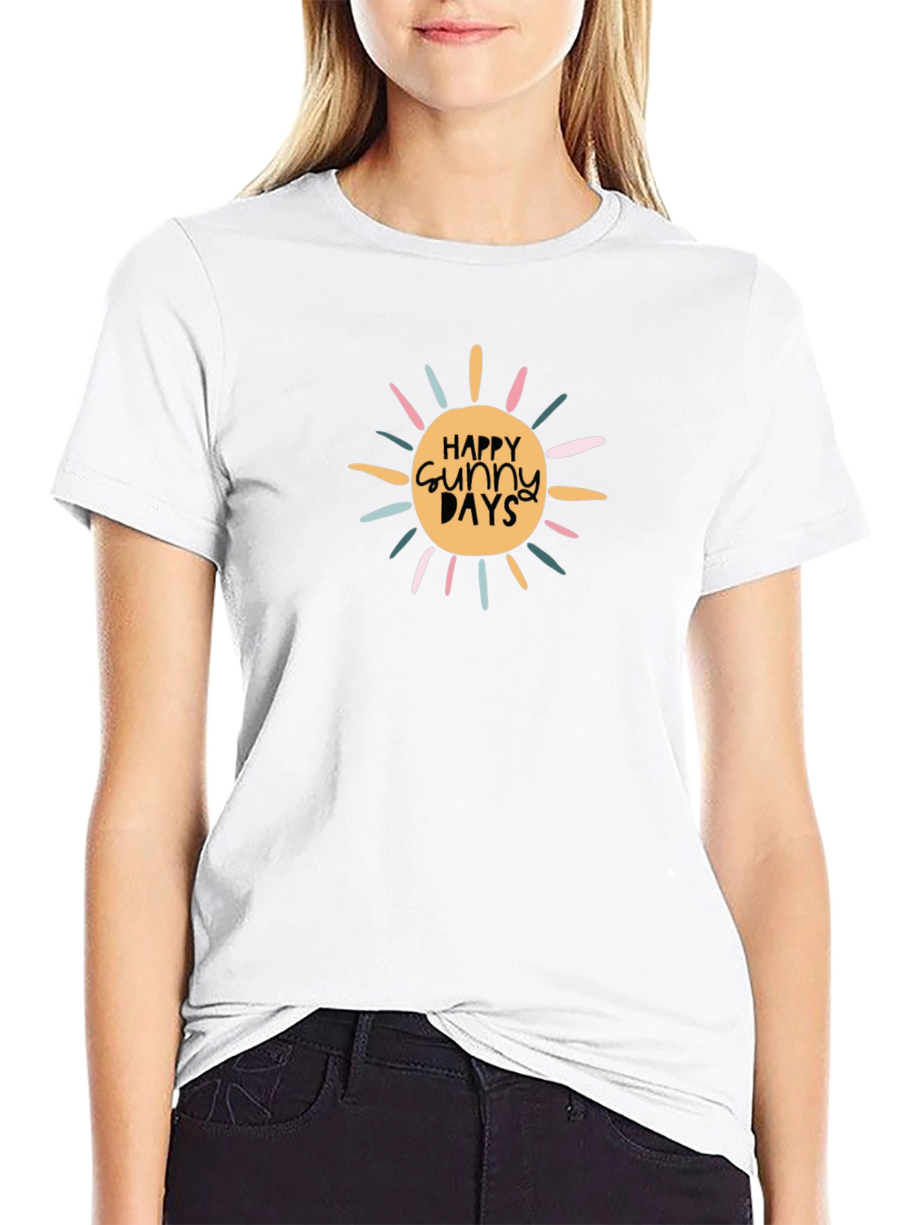 Happy Sunny Days Graphic T-Shirt - Black Cotton Tee