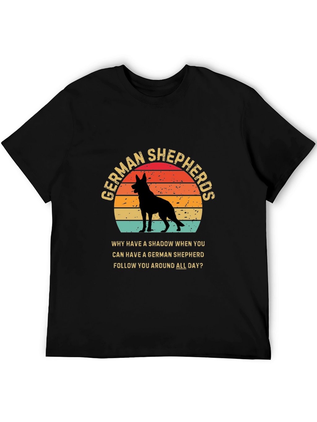 German Shepherd Lover T-Shirt Dog Silhouette Retro Design
