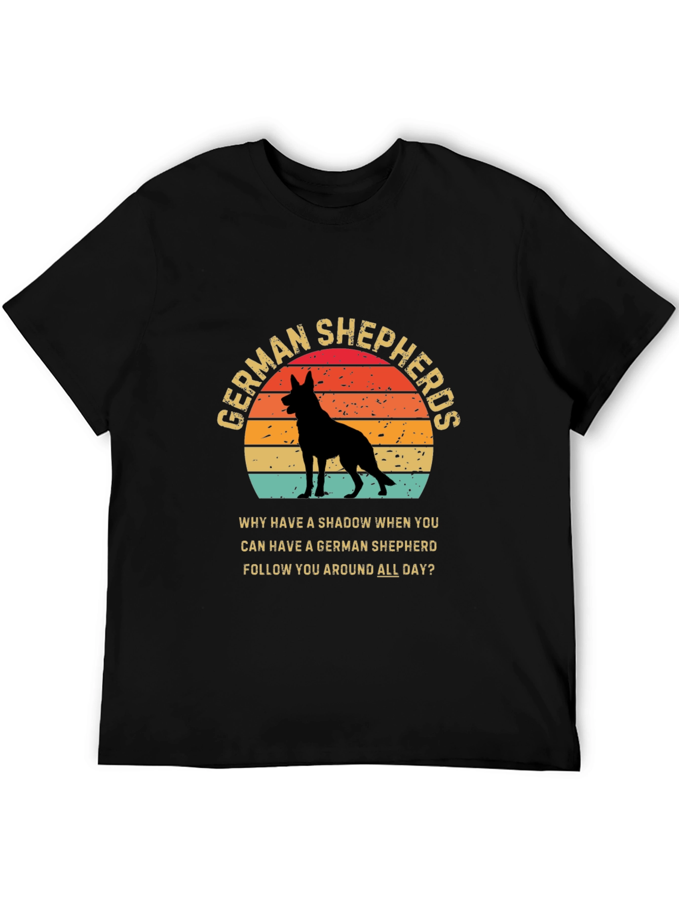German Shepherd Lover T-Shirt Dog Silhouette Retro Design