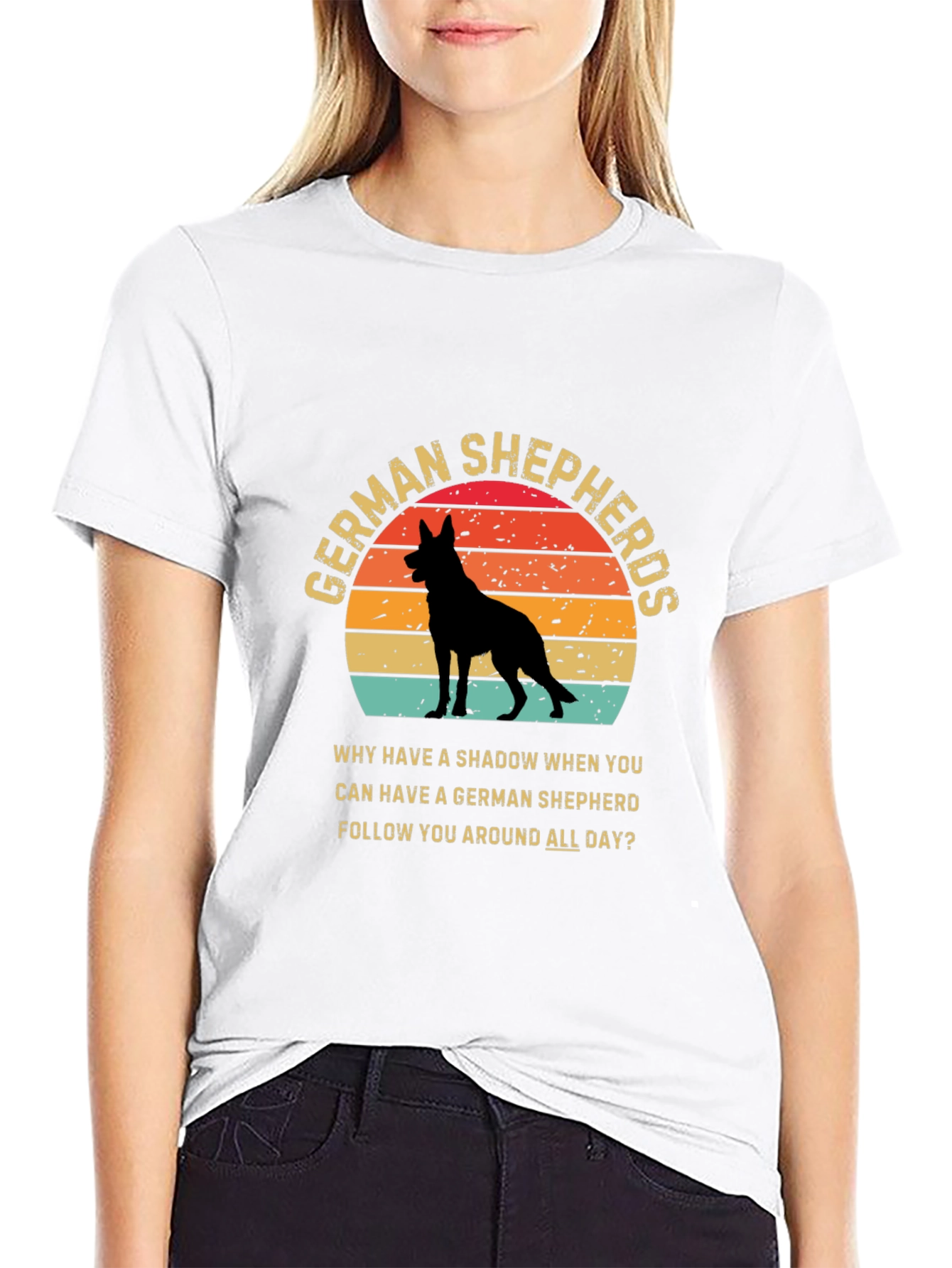 German Shepherd Lover T-Shirt Dog Silhouette Retro Design