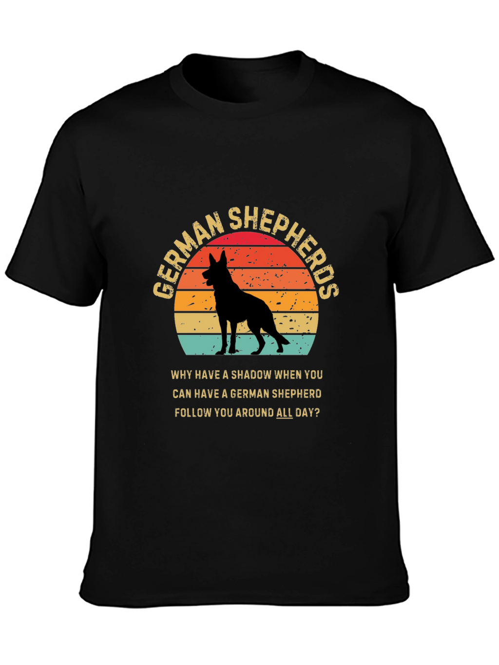 German Shepherd Lover T-Shirt Dog Silhouette Retro Design