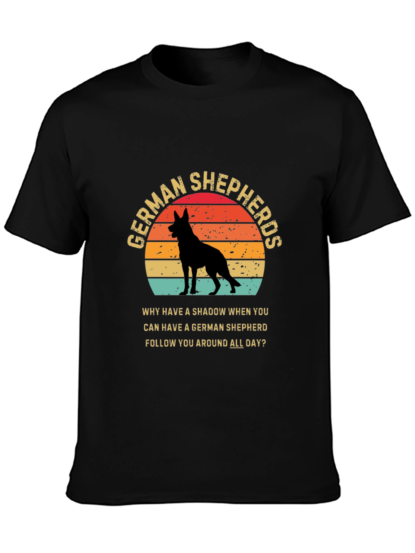German Shepherd Lover T-Shirt Dog Silhouette Retro Design