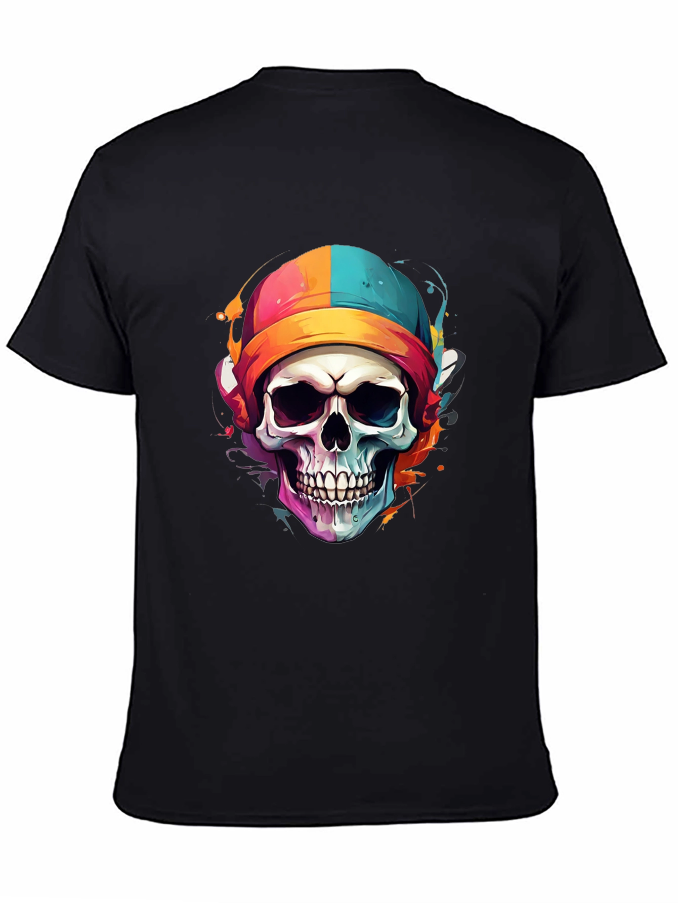 Skull Colorful Beanie Graphic Tee - Mens