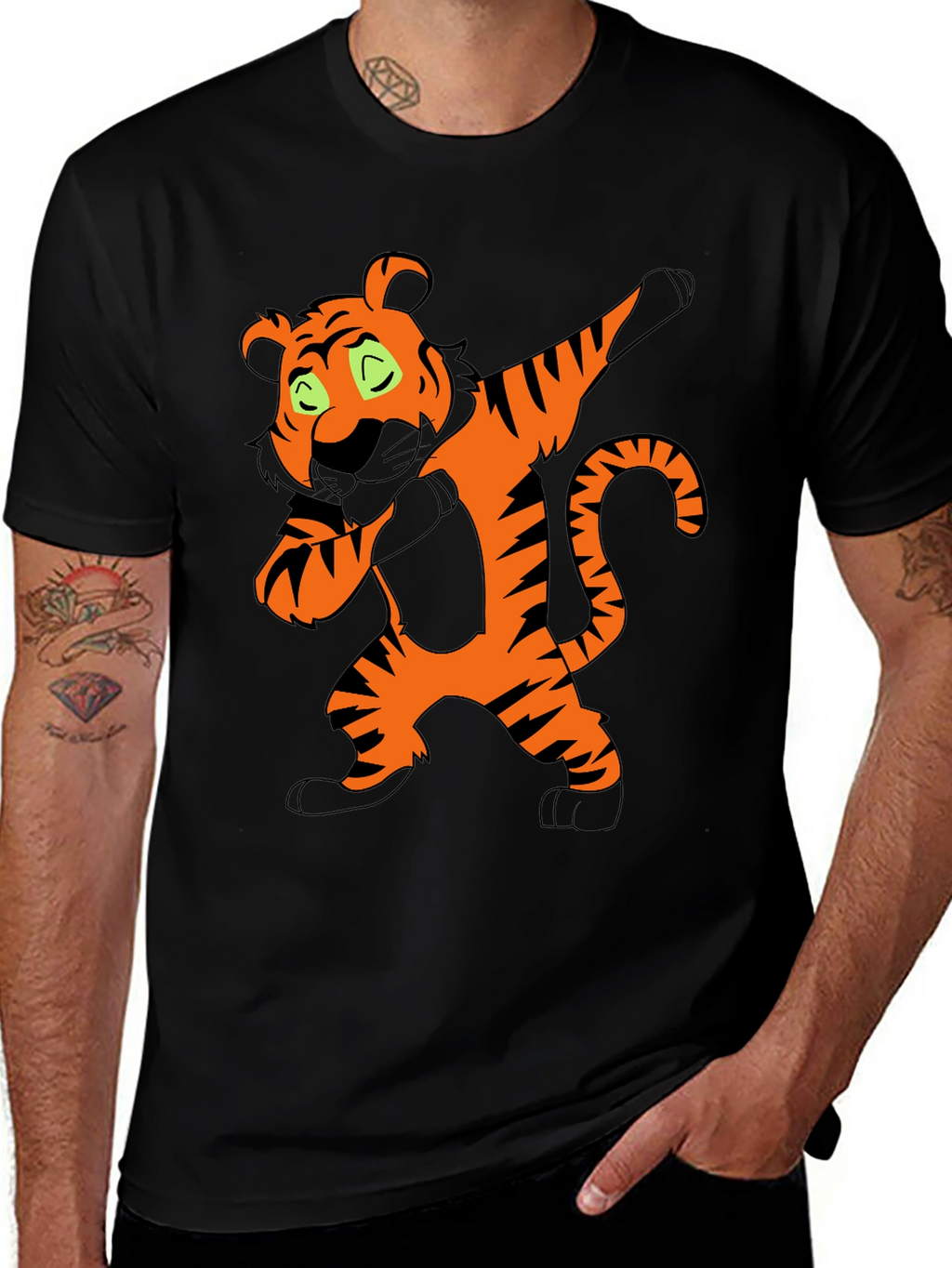 Dabbing Tiger Graphic Tee - Black
