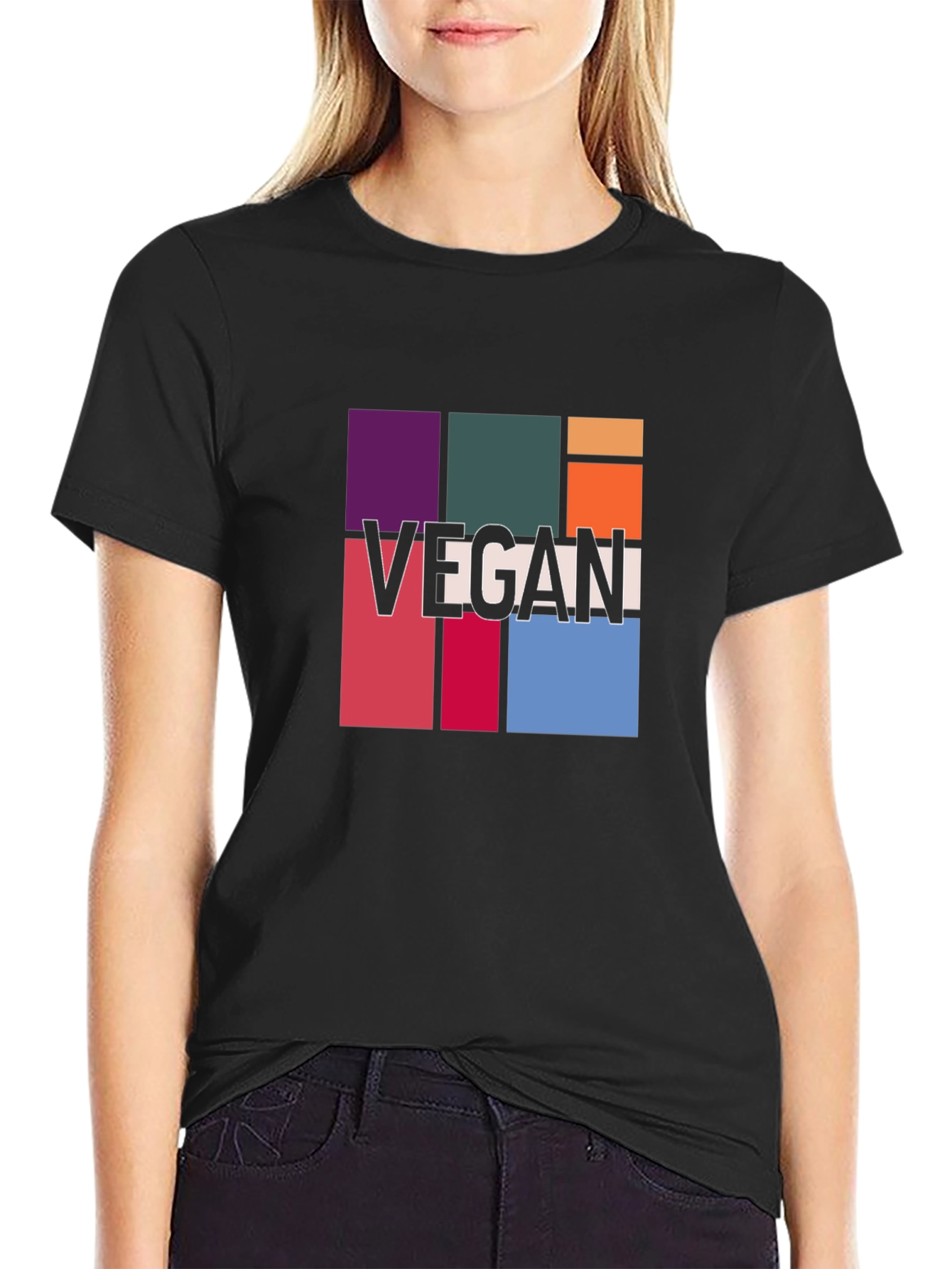 Vegan Color Block Graphic Tee
