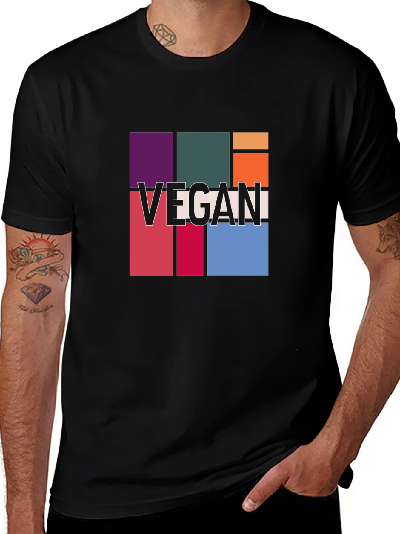 Vegan Color Block Graphic Tee