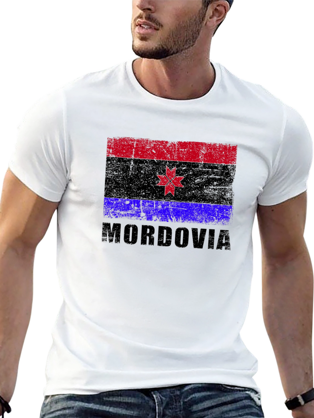 Mordovia Flag T-Shirt Black Graphic Tee