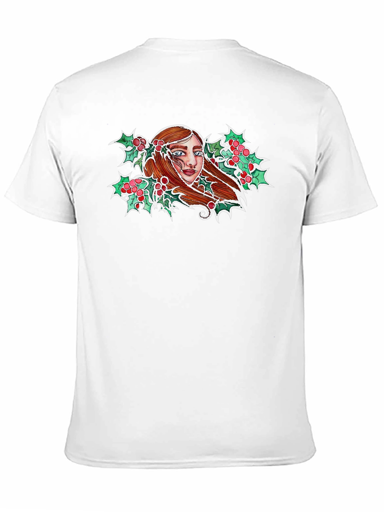 Festive Holly Woman Graphic Tee - Black
