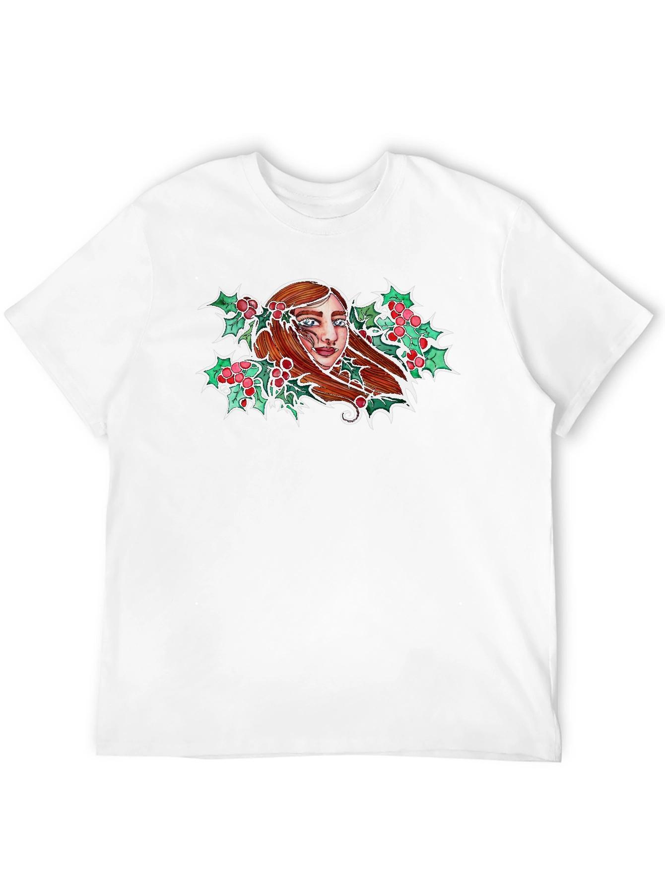 Festive Holly Woman Graphic Tee - Black