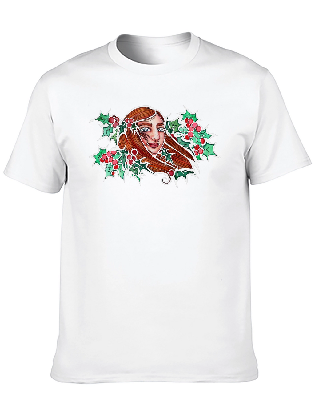 Festive Holly Woman Graphic Tee - Black