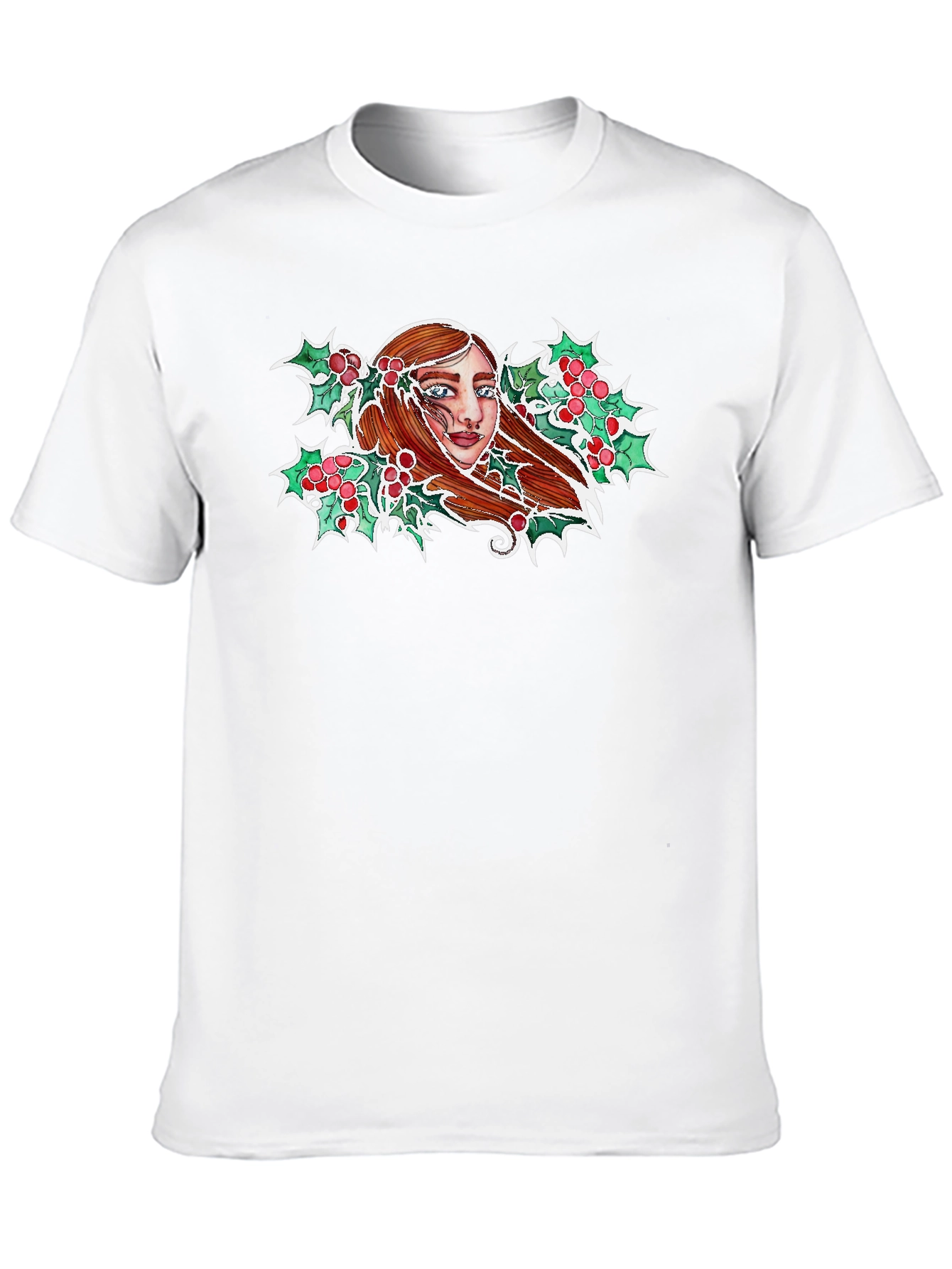Festive Holly Woman Graphic Tee - Black