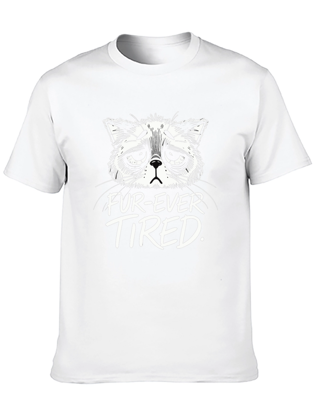 Fur-Ever Tired Cat Graphic T-Shirt - Black