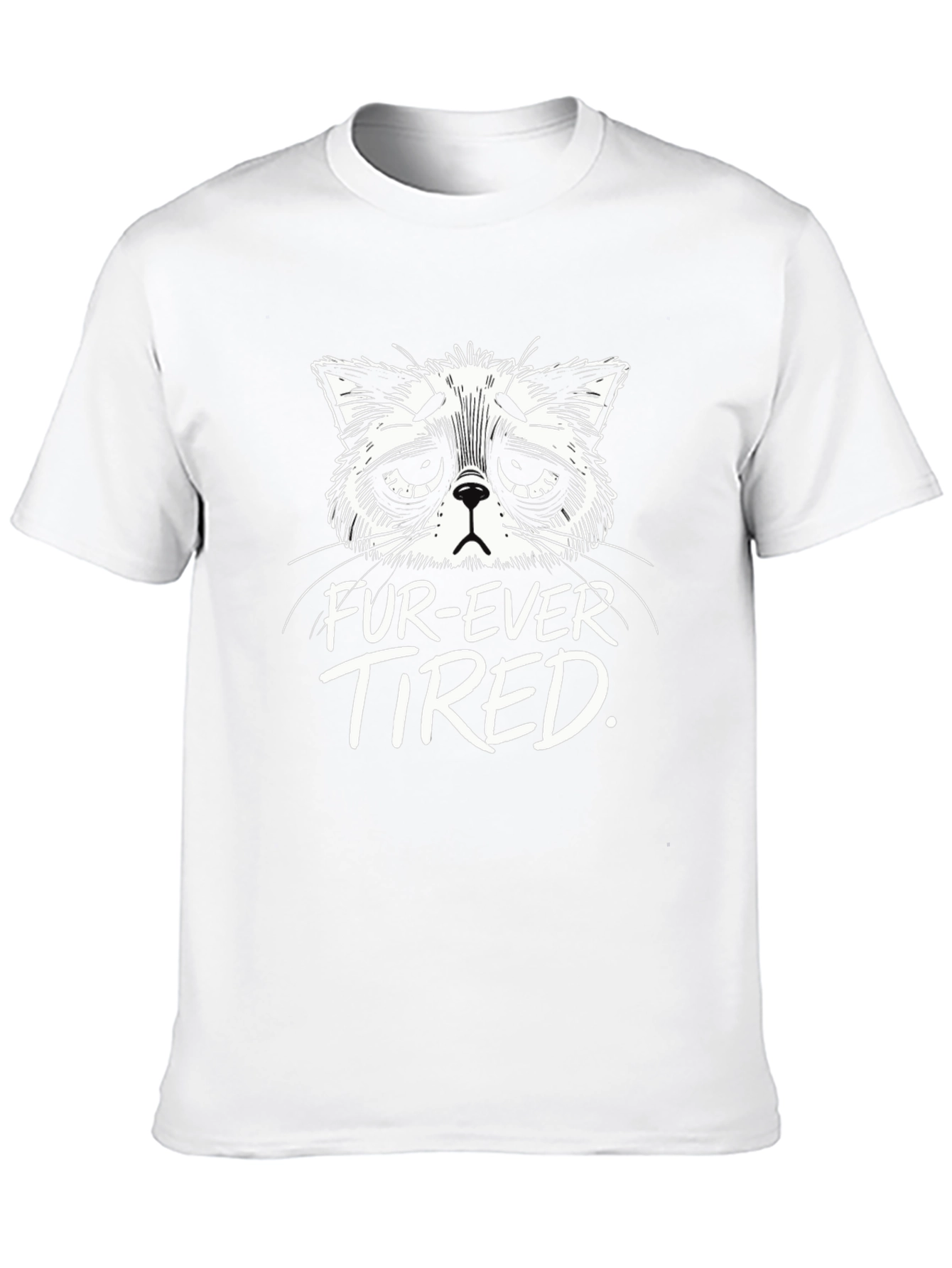 Fur-Ever Tired Cat Graphic T-Shirt - Black