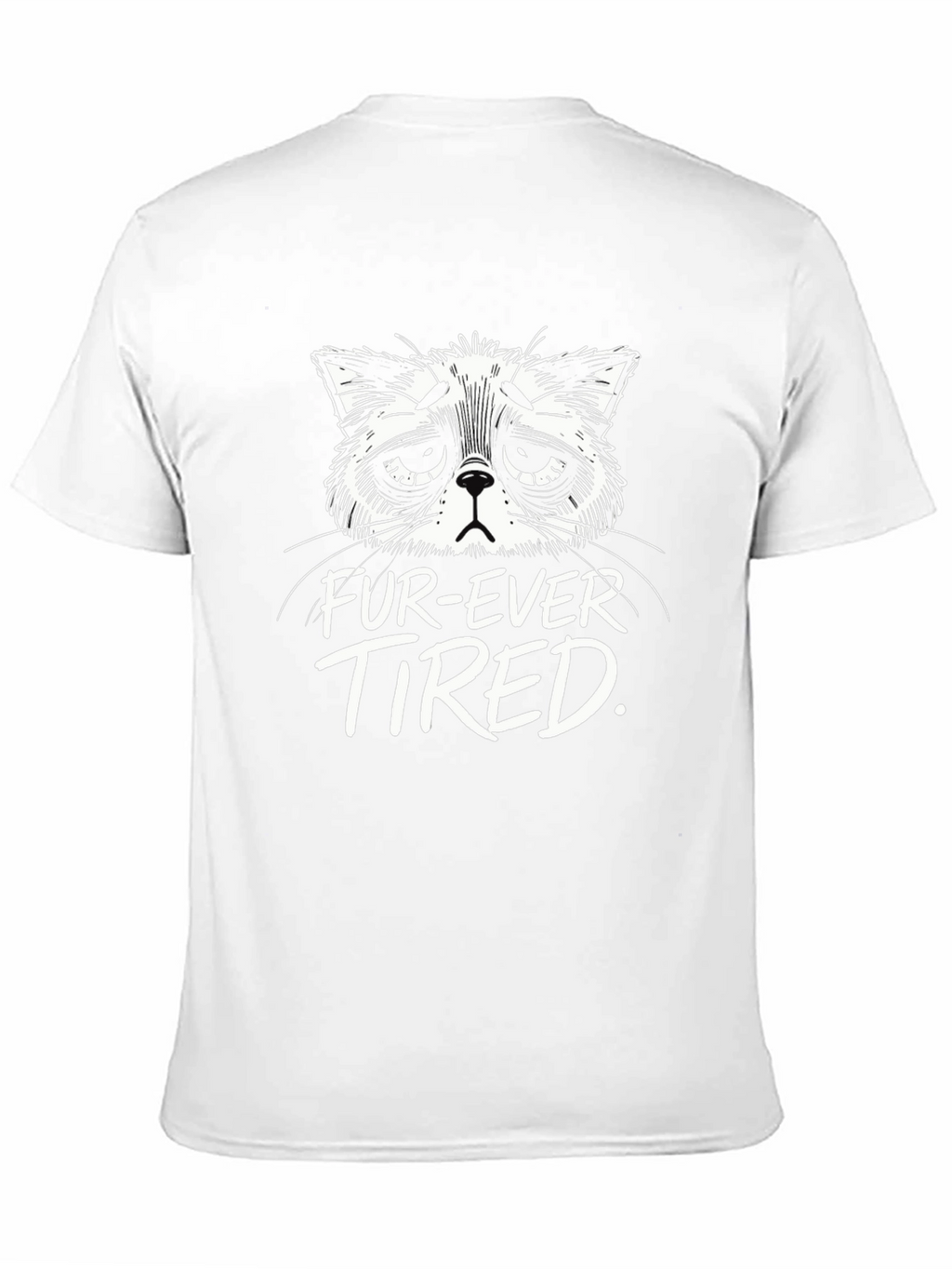 Fur-Ever Tired Cat Graphic T-Shirt - Black
