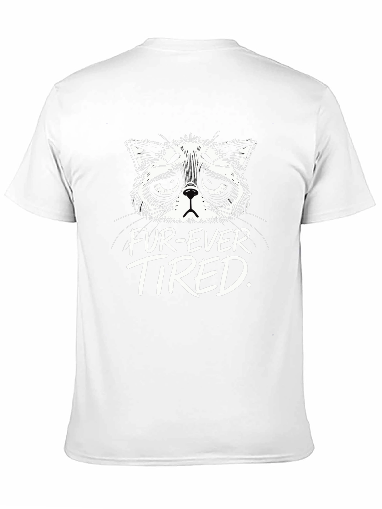 Fur-Ever Tired Cat Graphic T-Shirt - Black