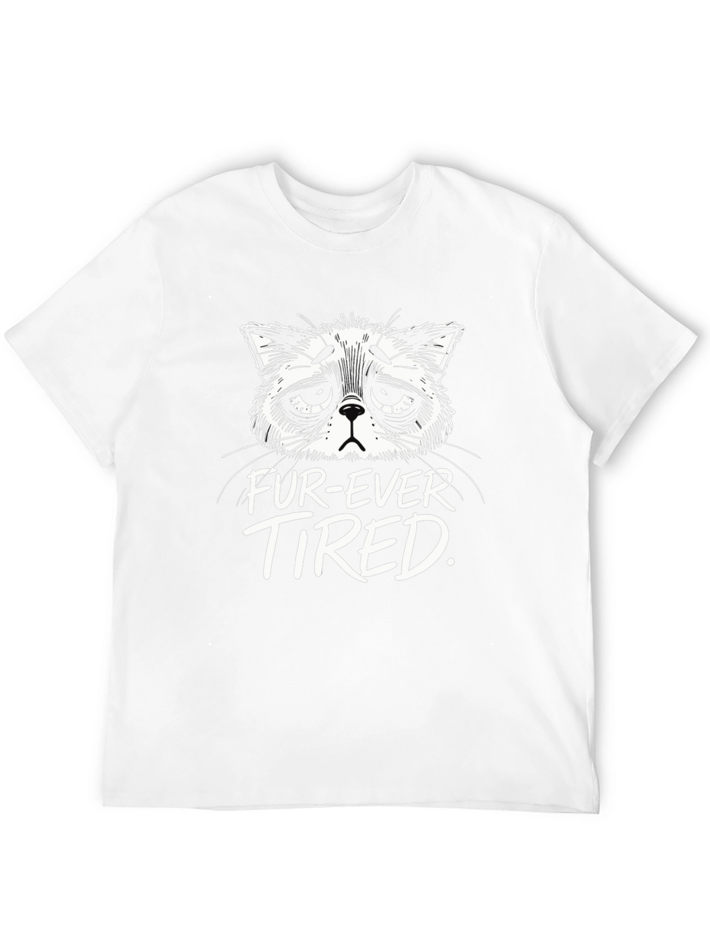 Fur-Ever Tired Cat Graphic T-Shirt - Black