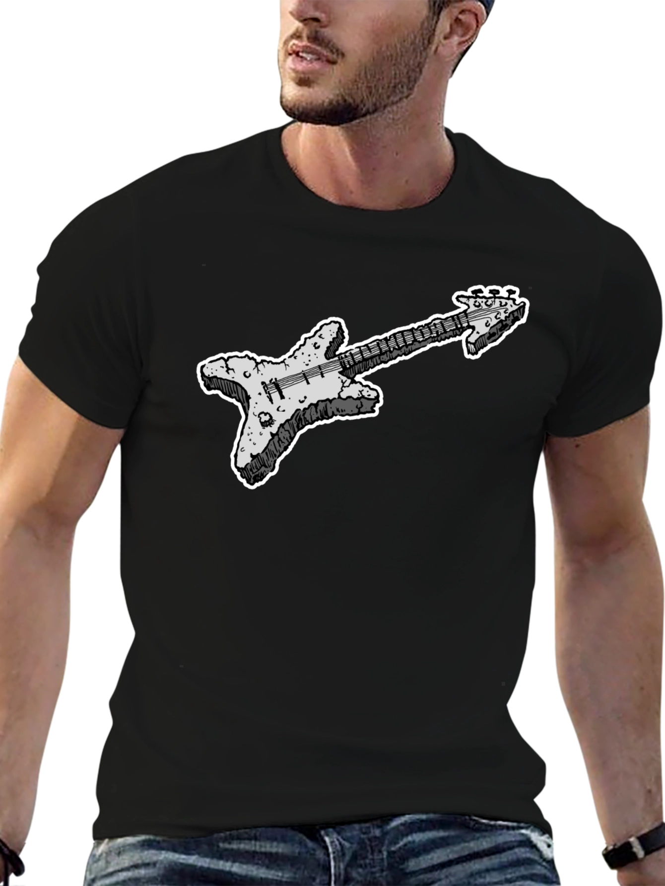 Cool Guitar Graphic Black T-Shirt