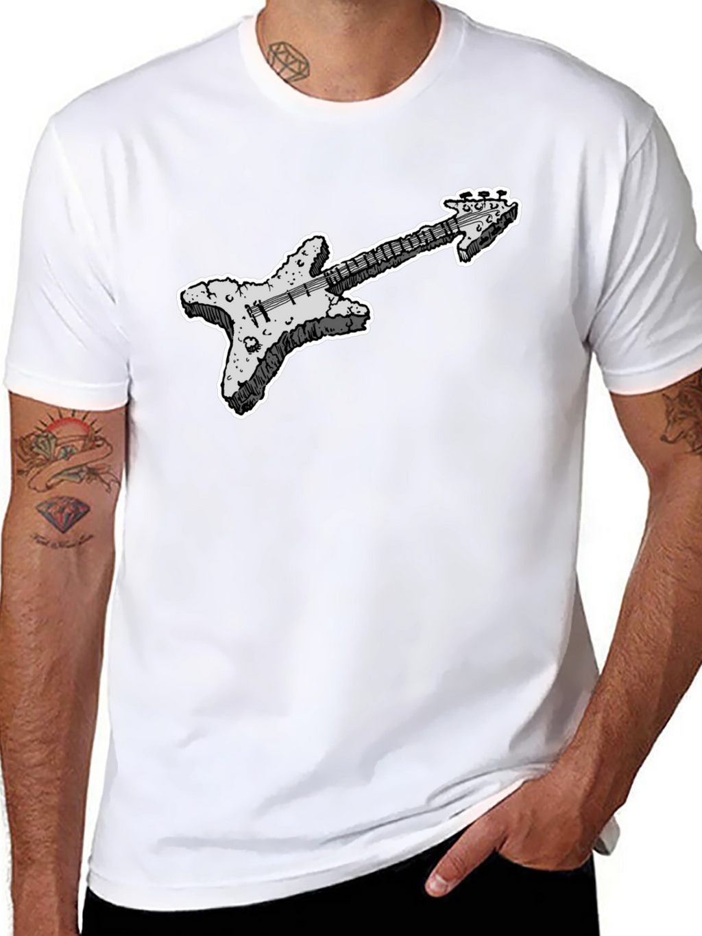 Cool Guitar Graphic Black T-Shirt