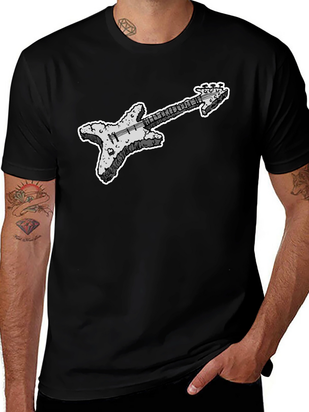 Cool Guitar Graphic Black T-Shirt