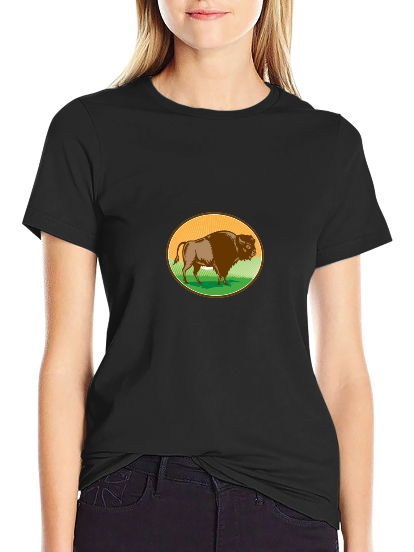 Bison Graphic T-Shirt - Black Casual Tee