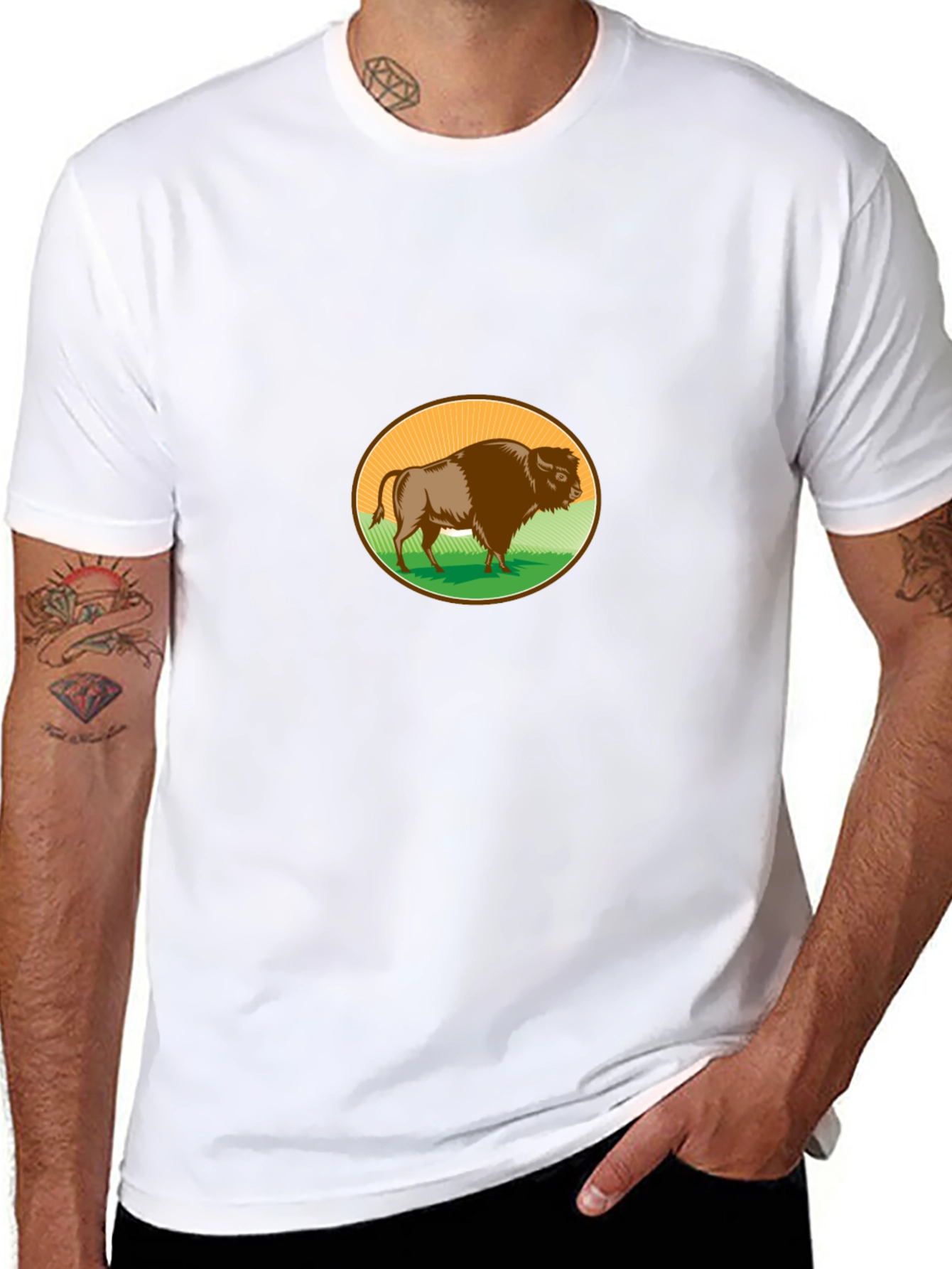 Bison Graphic T-Shirt - Black Casual Tee