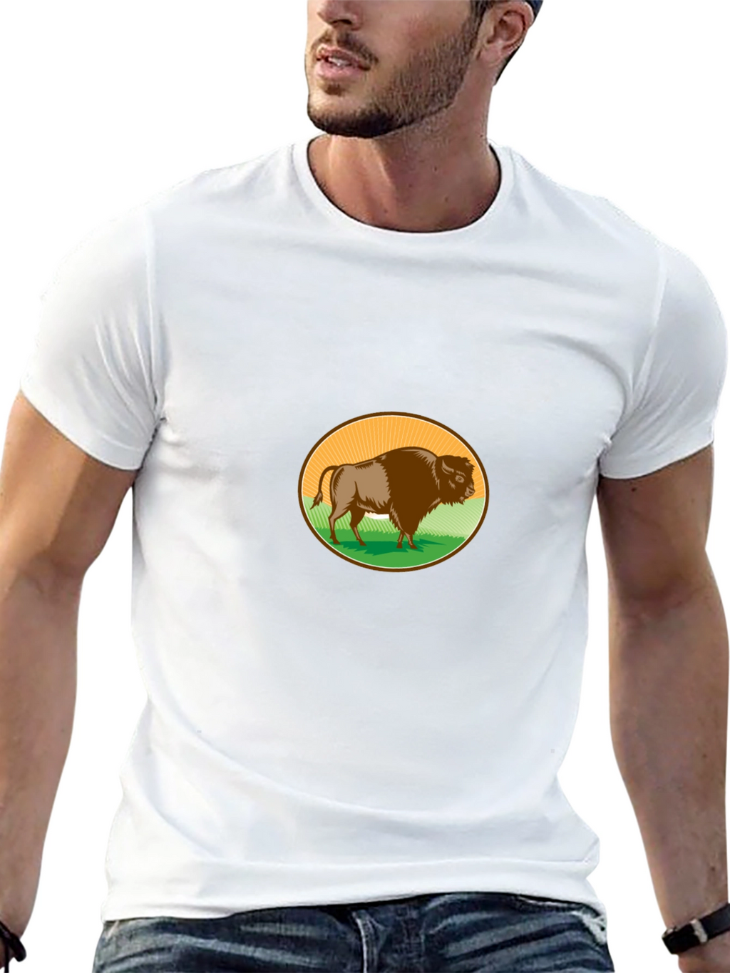 Bison Graphic T-Shirt - Black Casual Tee