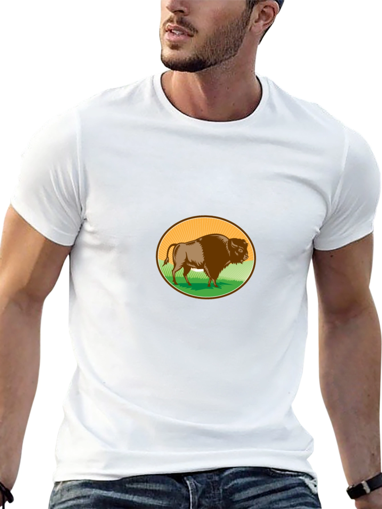 Bison Graphic T-Shirt - Black Casual Tee