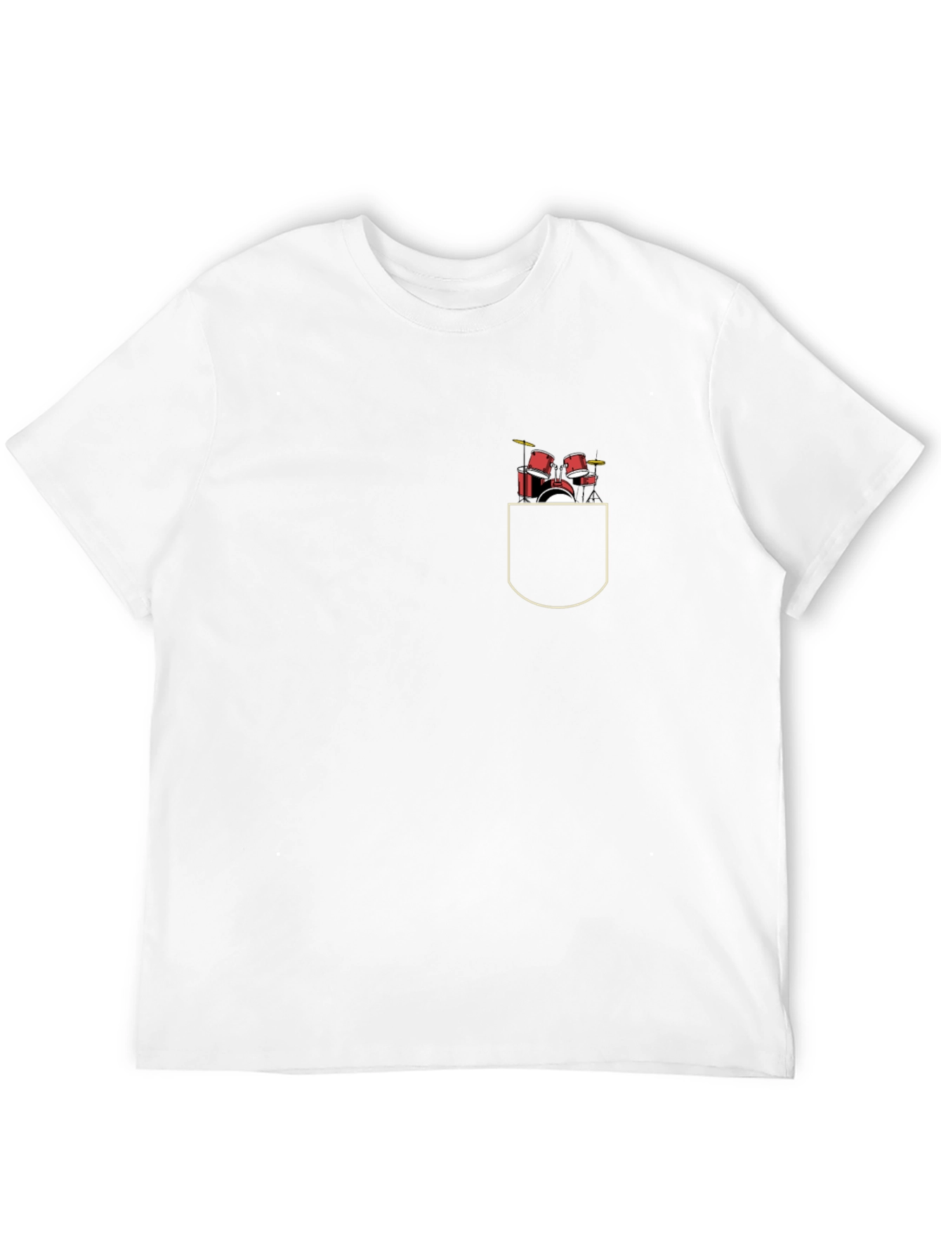Drum Set Pocket Print Black T-Shirt