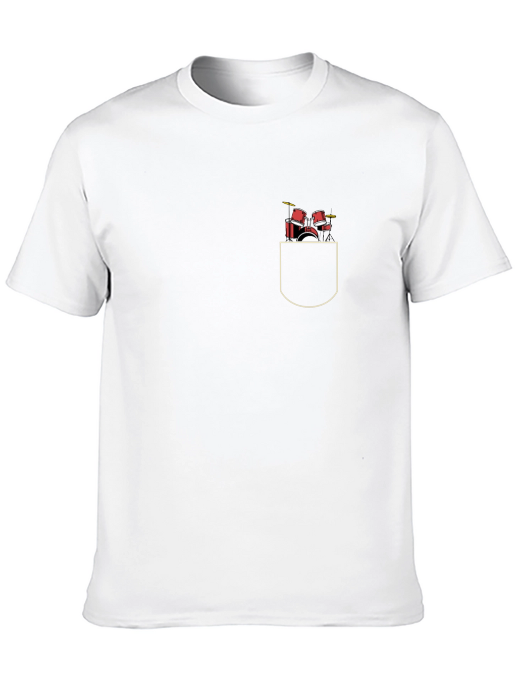 Drum Set Pocket Print Black T-Shirt