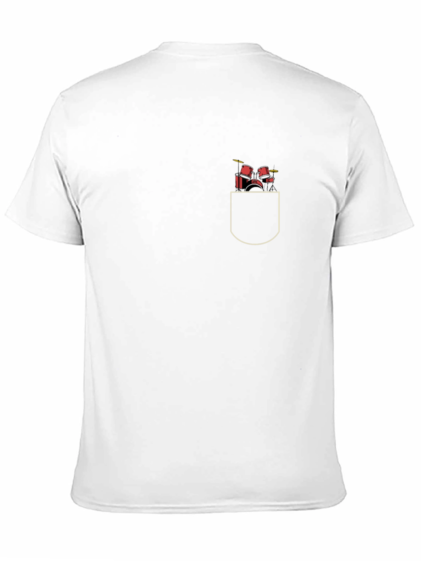 Drum Set Pocket Print Black T-Shirt