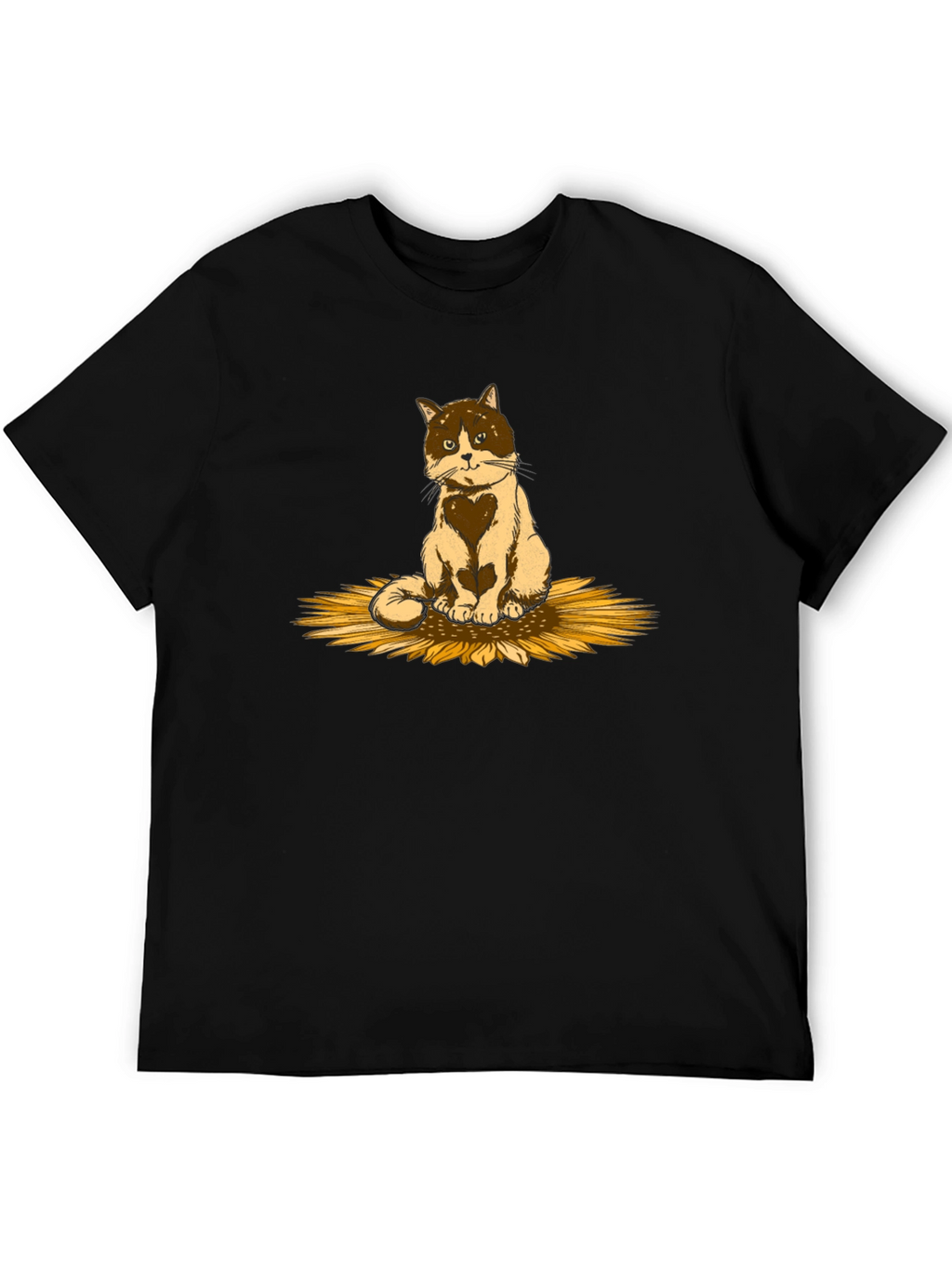 Cat & Sunflower Graphic T-Shirt