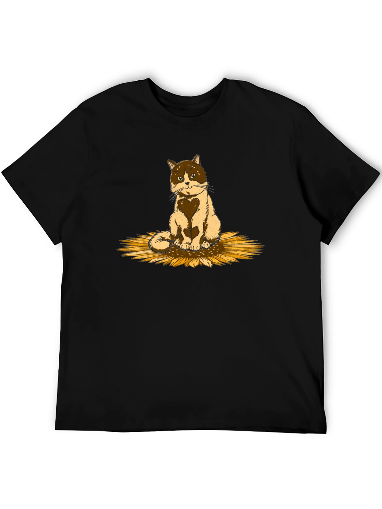 Cat & Sunflower Graphic T-Shirt